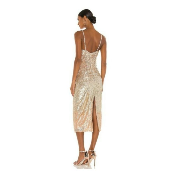 Rêve Riche Maida Midi Dress in Champagne Degrade Size 36 XS 2-4 US $1095 - Picture 3 of 9